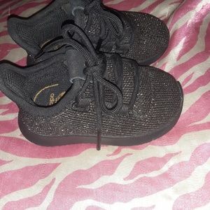 Black and gold glittery addidas
